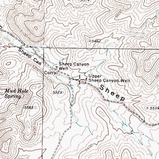 Topographic Map of Upper Sheep Canyon Well, NV