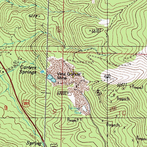 Topographic Map of Veta Grande Mine, NV