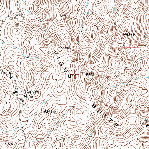 Topographic Map of Vigus Butte, NV