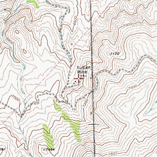 Topographic Map of Vulcan Mine, NV