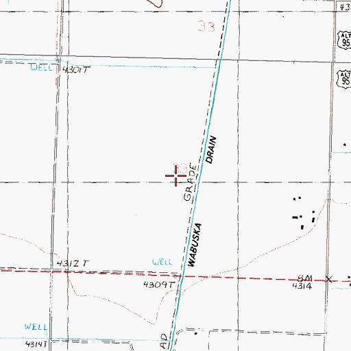 Topographic Map of Wabuska Drain, NV