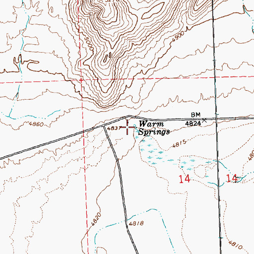 Topographic Map of Warm Springs, NV