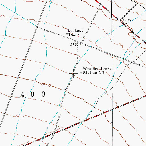 Topographic Map of Weather Tower Station 14, NV