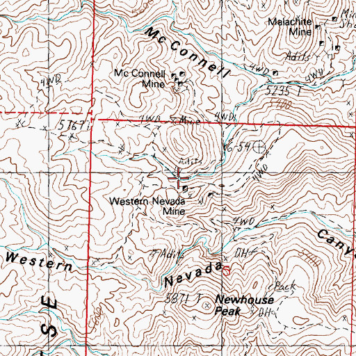 Topographic Map of Western Nevada Mine, NV