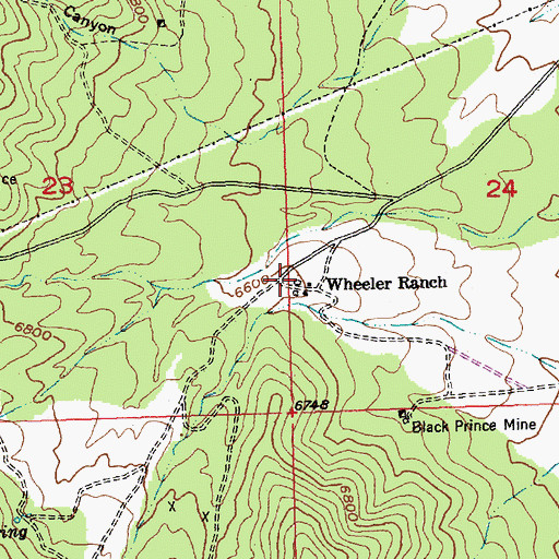 Topographic Map of Wheeler Ranch, NV