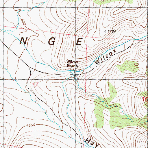 Topographic Map of Wilcox Ranch, NV