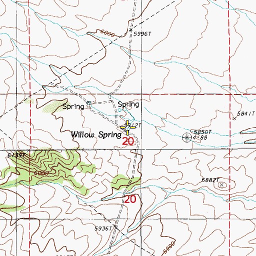 Topographic Map of Willow Spring, NV