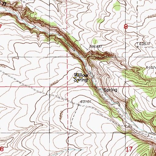 Topographic Map of Willow Spring, NV