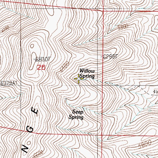 Topographic Map of Willow Spring, NV