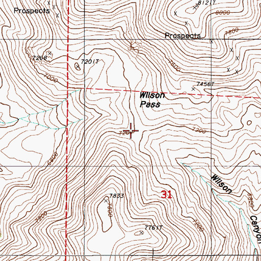 Topographic Map of Wilson Pass, NV