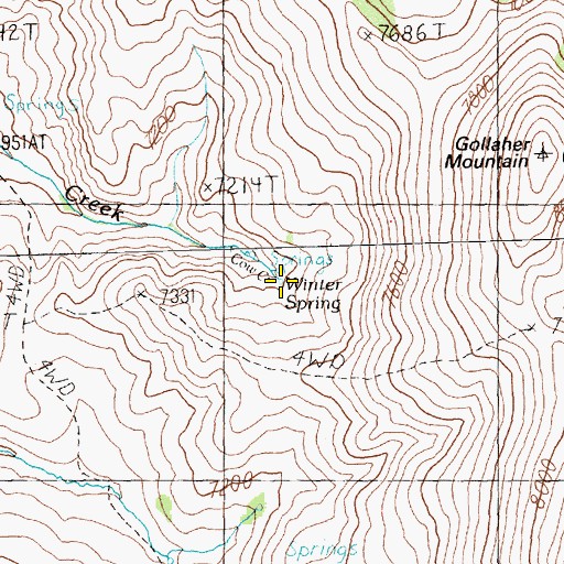 Topographic Map of Winter Spring, NV