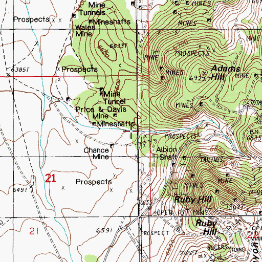 Topographic Map of Zulu Canyon, NV