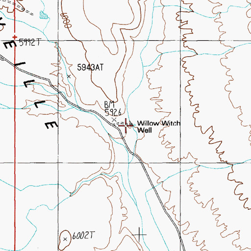 Topographic Map of Willow Witch Well, NV