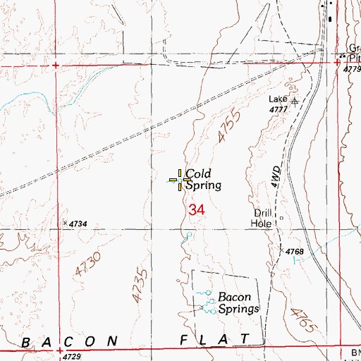 Topographic Map of Cold Spring, NV