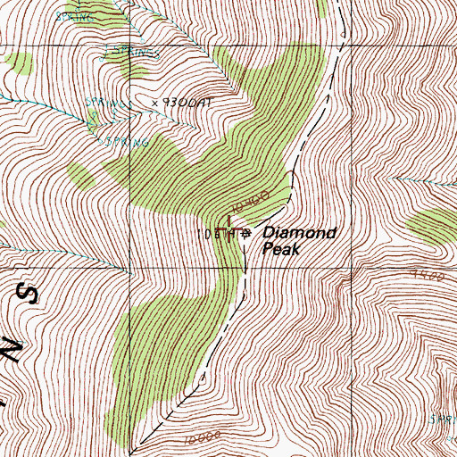 Topographic Map of Diamond Peak, NV