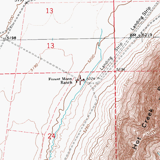 Topographic Map of Forest Moon Ranch, NV