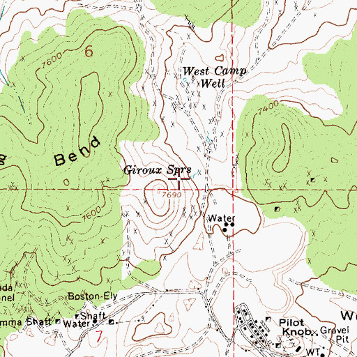 Topographic Map of Giroux Springs, NV