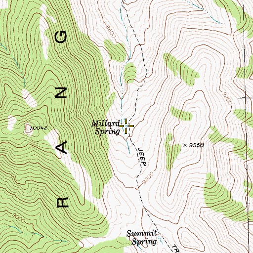 Topographic Map of Millard Spring, NV