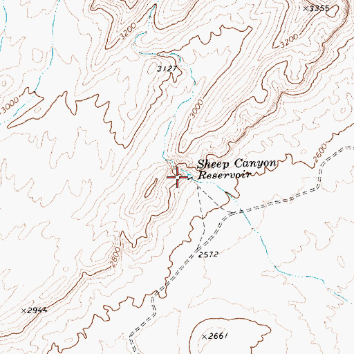 Topographic Map of Sheep Canyon Reservoir, NV
