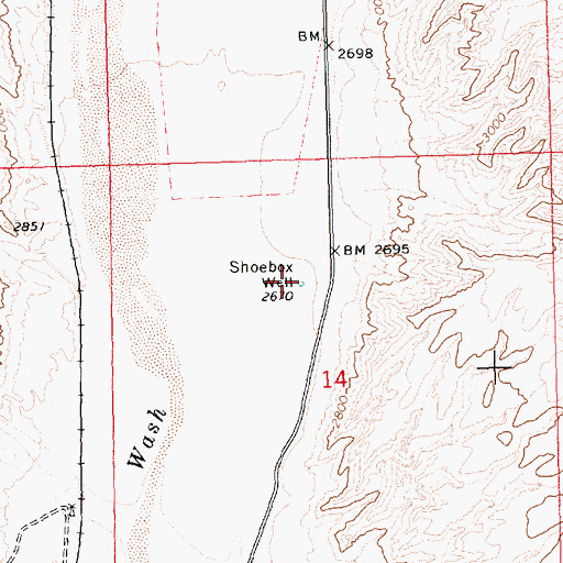 Topographic Map of Shoebox Well, NV