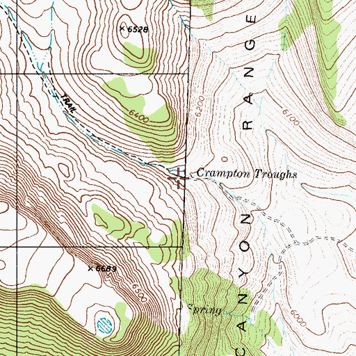 Topographic Map of Crampton Troughs, NV