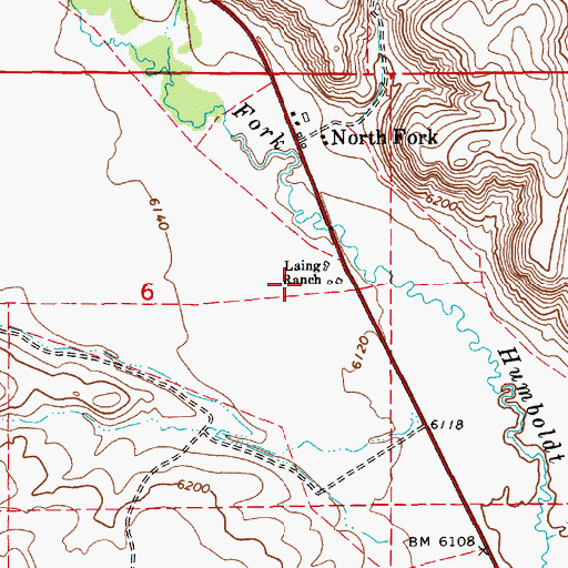 Topographic Map of Laing Ranch, NV