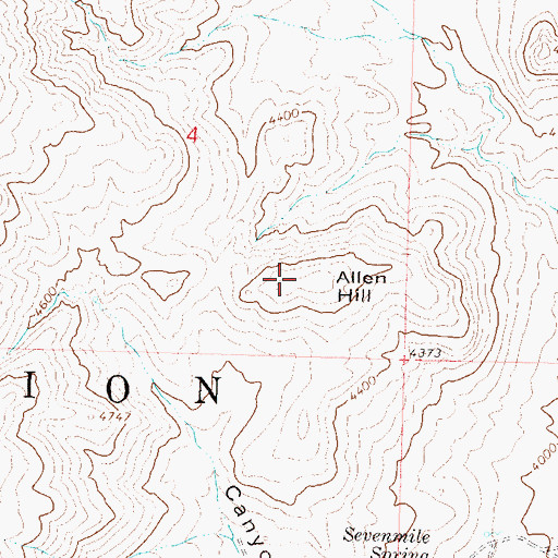 Topographic Map of Allen Hill, NV