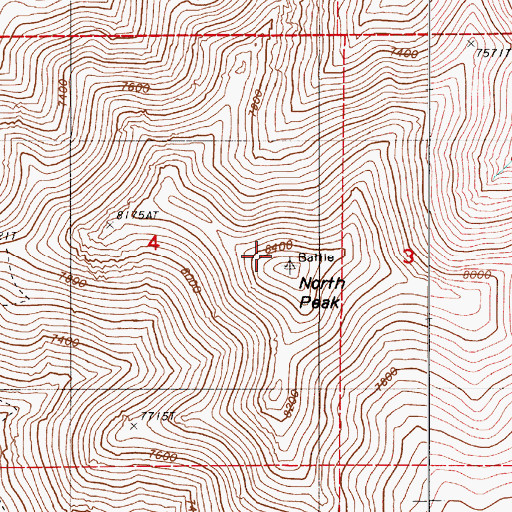 Topographic Map of Battle Mountain, NV