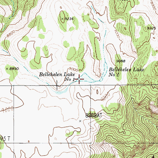 Topographic Map of Bellehelen Lake Number One, NV