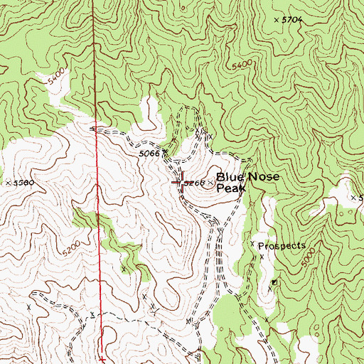 Topographic Map of Blue Nose Peak, NV