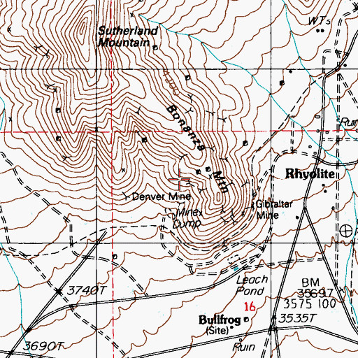 Topographic Map of Bonanza Mountain, NV