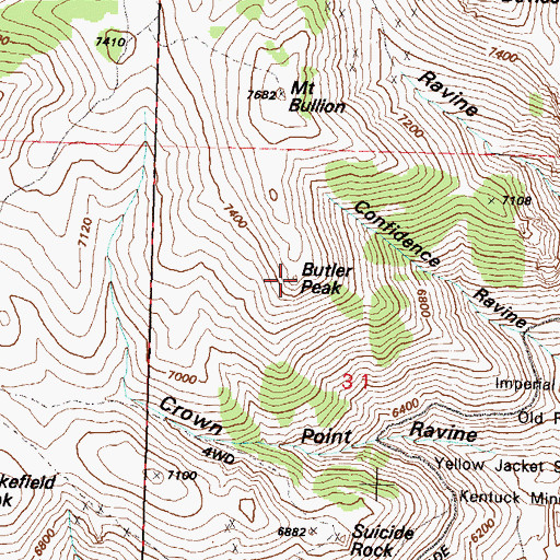 Topographic Map of Butler Peak, NV