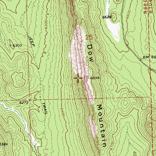 Topographic Map of Dow Mountain, NV