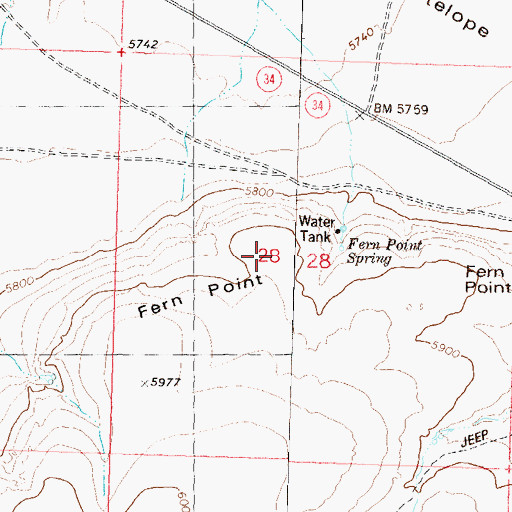 Topographic Map of Fern Point, NV