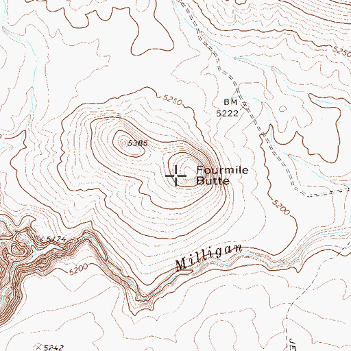 Topographic Map of Fourmile Butte, NV