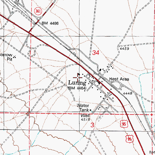Topographic Map of Luning, NV
