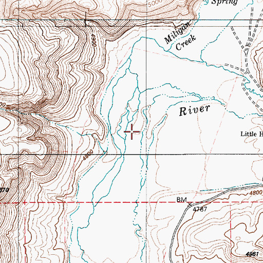 Topographic Map of Milligan Creek, NV
