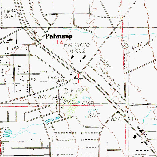 Topographic Map of Pahrump, NV