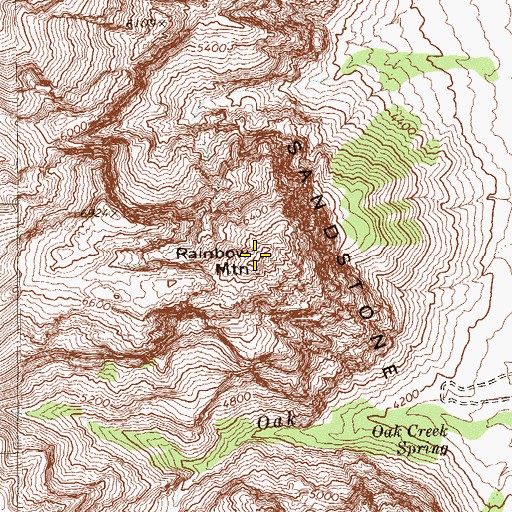 Topographic Map of Rainbow Mountain, NV