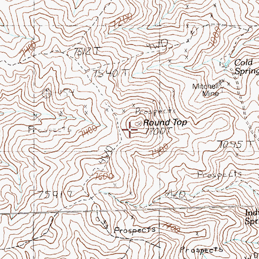 Topographic Map of Round Top, NV