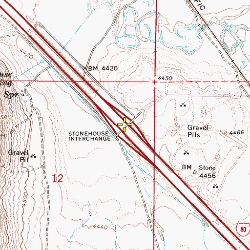 Topographic Map of Stonehouse Interchange, NV
