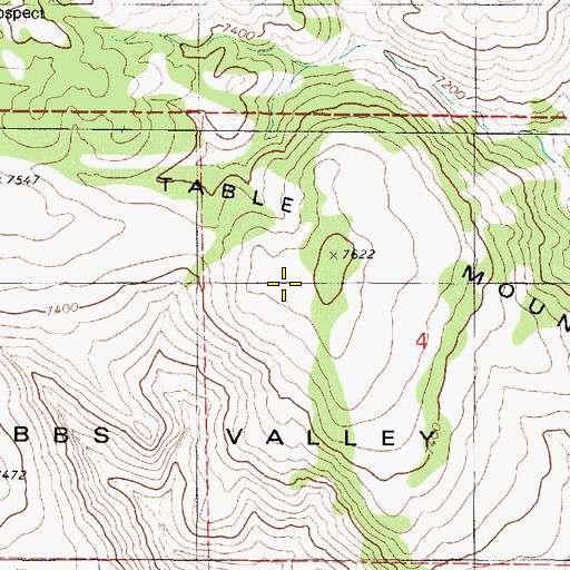 Topographic Map of Table Mountain, NV