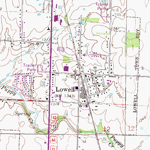 Topographic Map of Lowell Post Office, AR