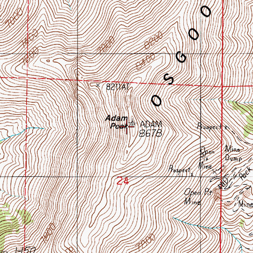 Topographic Map of Adam Peak, NV