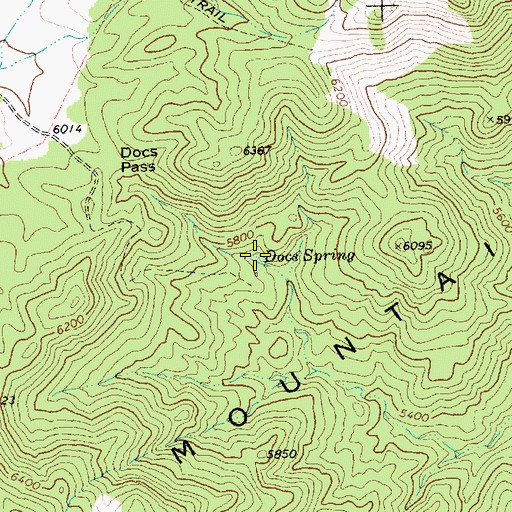 Topographic Map of Docs Spring, NV