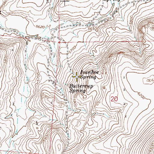 Topographic Map of Ivanhoe Spring, NV