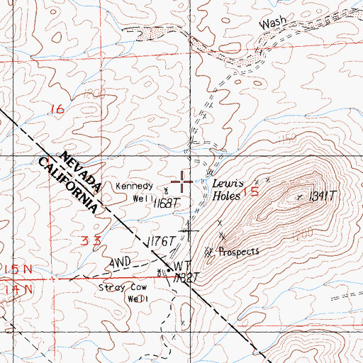Topographic Map of Lewis Holes, NV