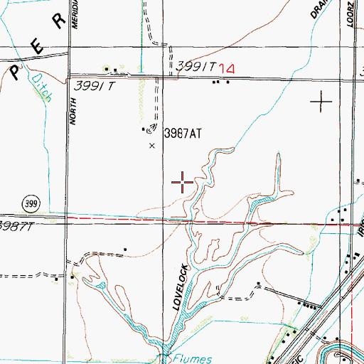 Topographic Map of Lovelock Drain, NV
