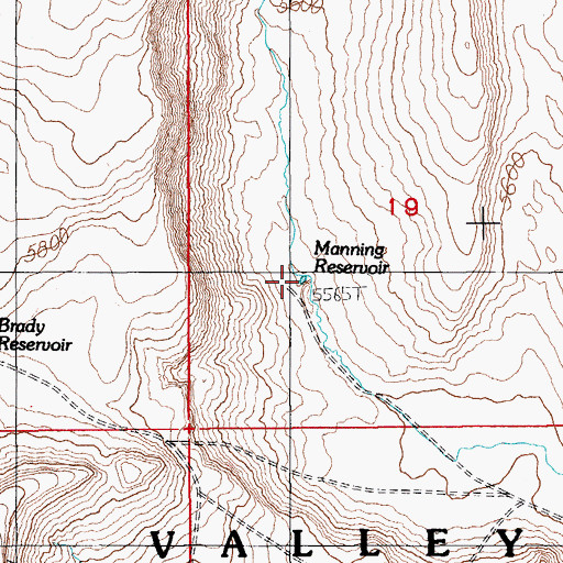 Topographic Map of Manning Reservoir, NV