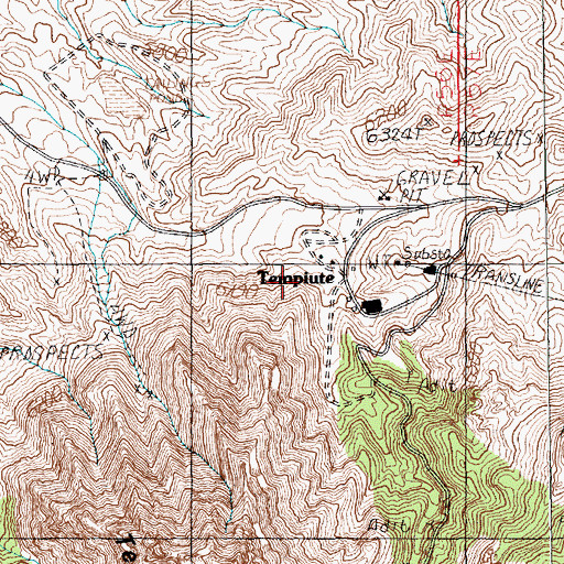 Topographic Map of Tempiute, NV